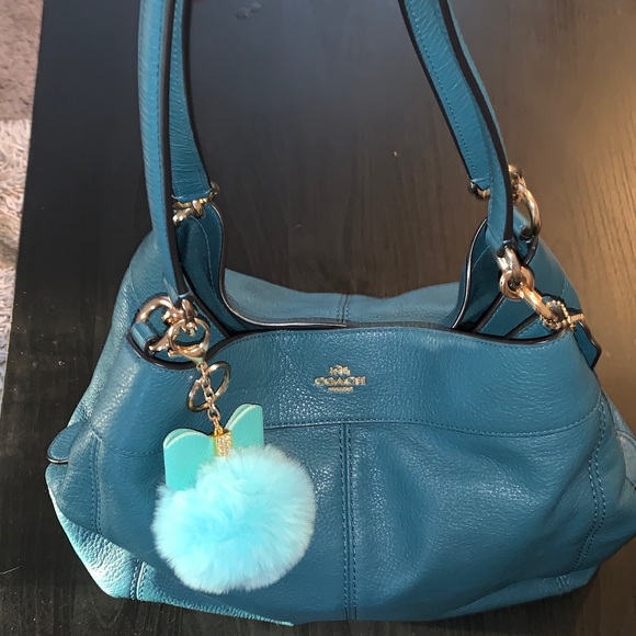 Coach Handbags - Coach lexy Teal Leather Shoulder Bag with big hang tag and I put a bag charm on